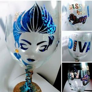 Blue Diva Wine Glass